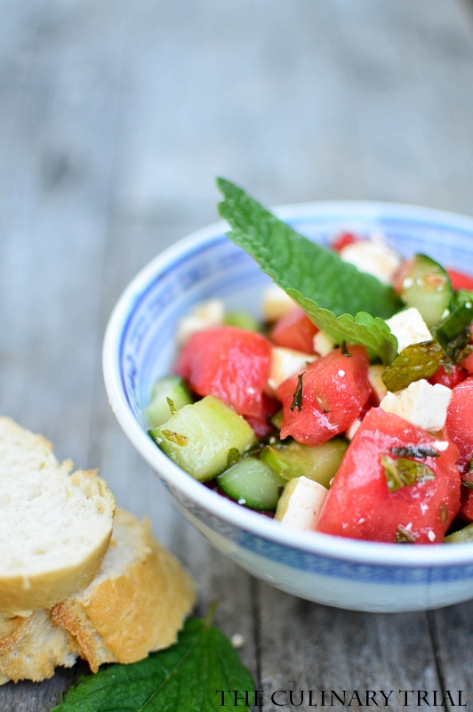 Melonen-Gurken-Salat mit Minze und Feta - The Culinary Trial