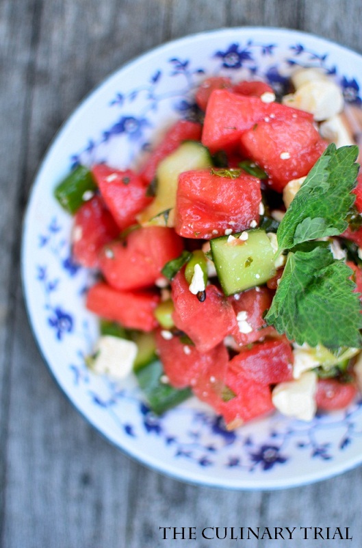 Melonen-Gurken-Salat mit Minze und Feta - The Culinary Trial